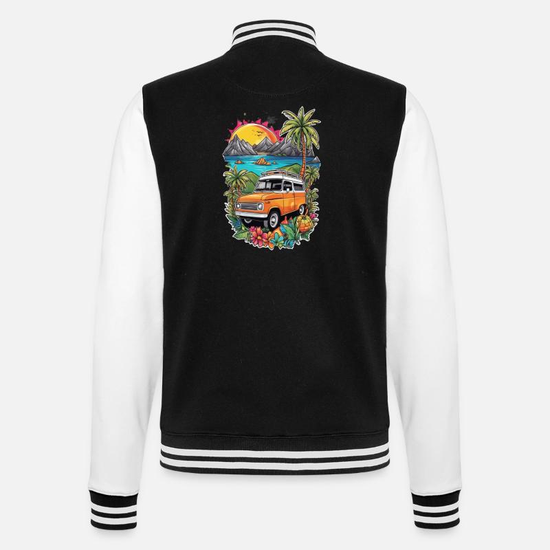 Camper & Campervan - College-Sweatjacke - Schwarz/Weiß