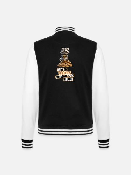 Ich habe 99 Kekse bekommen, weil ein ... Eat One - Niedlicher Raco - College-Sweatjacke - Schwarz/Weiß