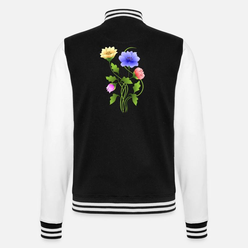 Blumen - College-Sweatjacke - Schwarz/Weiß