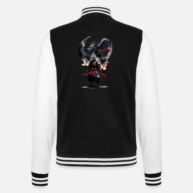 Guerrier Samouraï Dragon Noir - Veste Teddy - noir/blanc