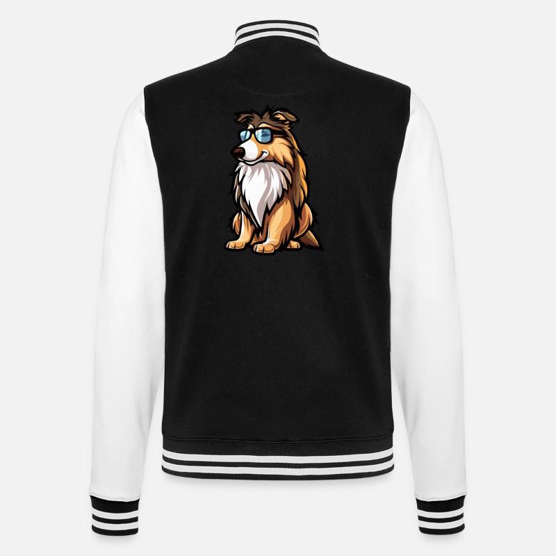 Border Collie Dogs Comic Cool - College Sweat Jacket - black/white