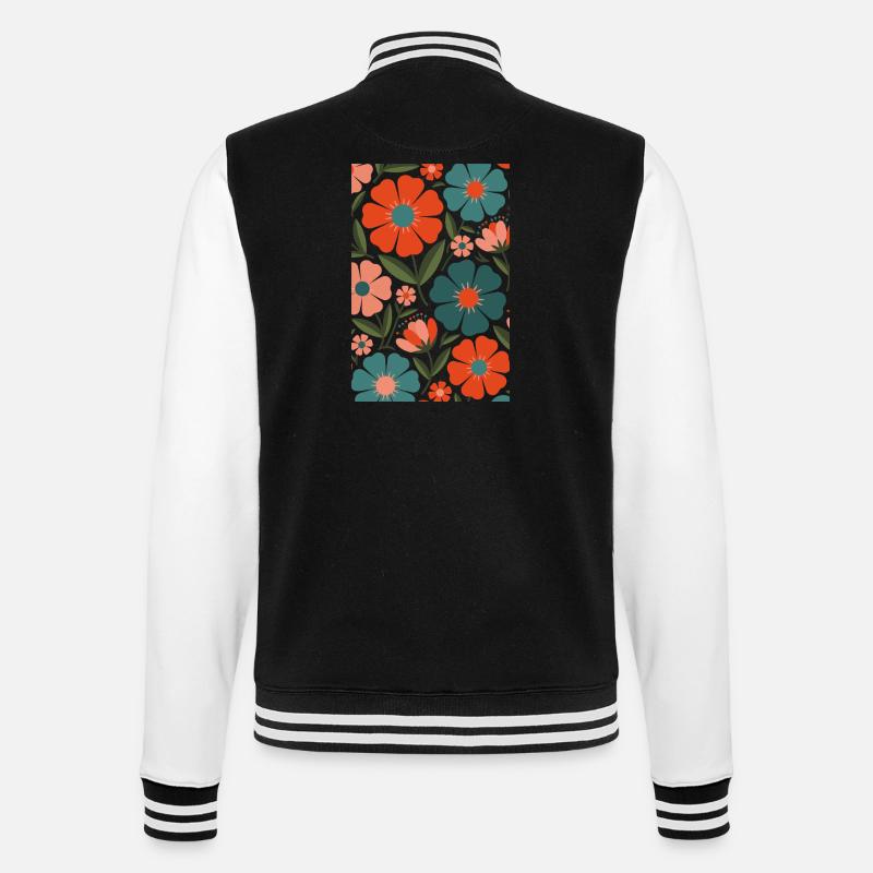 Boho Flora Blumen - College-Sweatjacke - Schwarz/Weiß