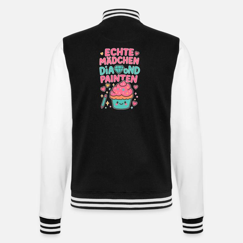 Echte Mädchen Diamond painten - College-Sweatjacke - Schwarz/Weiß
