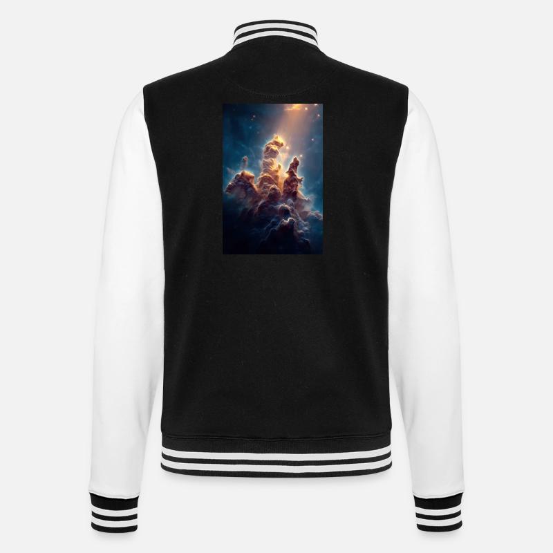Heavenly Light Over Nebula Peaks - College Sweat Jacket - black/white