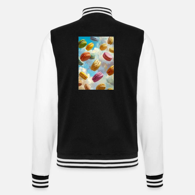 Bunte Macarons am Himmel - College-Sweatjacke - Schwarz/Weiß