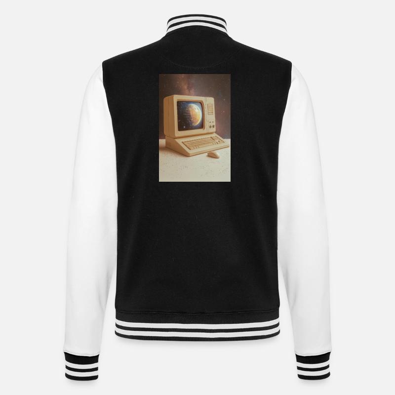 Retro Computer Meets Outer Space - College Sweat Jacket - black/white