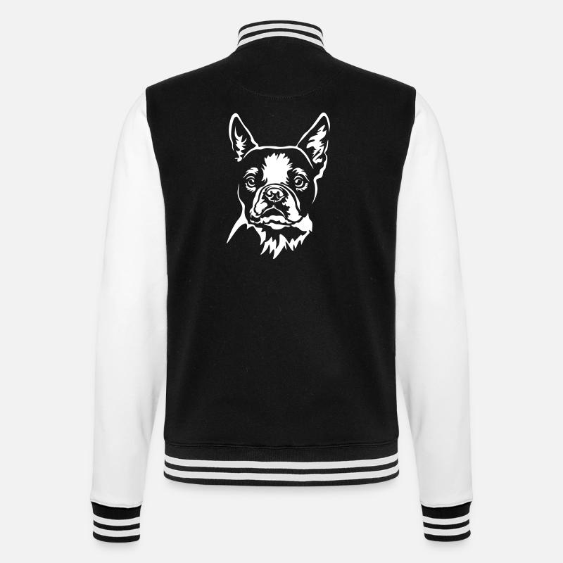 Boston Terrier Kopf "Black Edition" - College-Sweatjacke - Schwarz/Weiß
