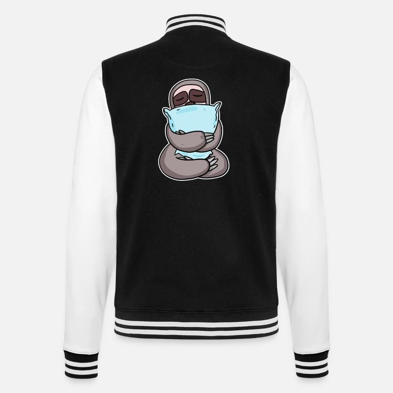 Sloth with pillow - College Sweat Jacket - black/white