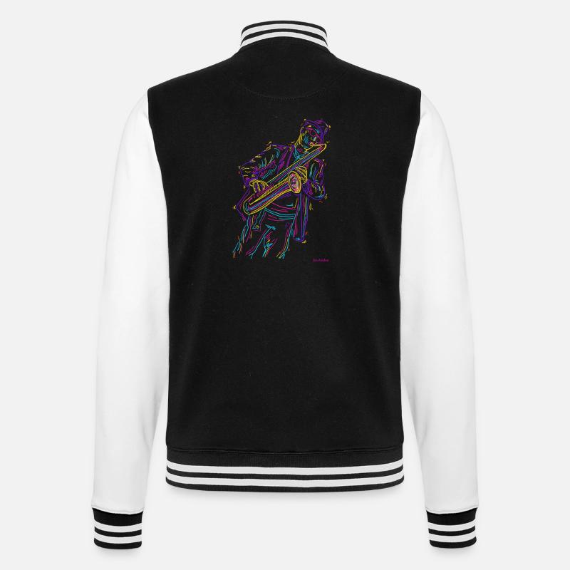 Jazz Saxophon - College-Sweatjacke - Schwarz/Weiß