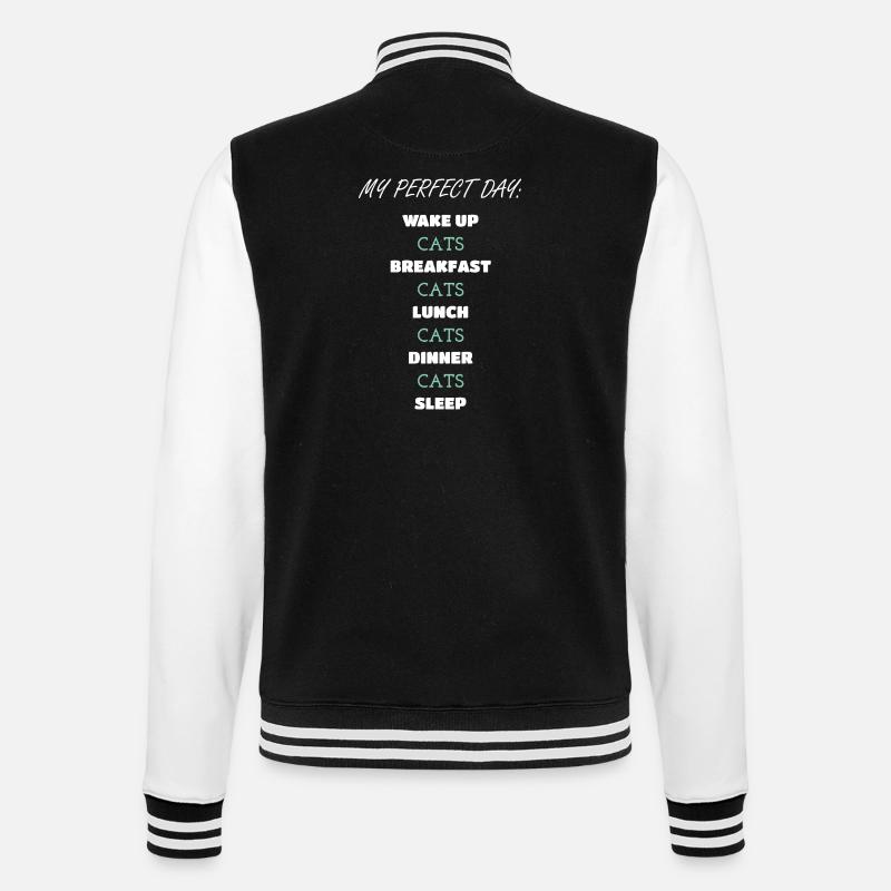 Skurrile Katze Tägliche Routine Design - College-Sweatjacke - Schwarz/Weiß