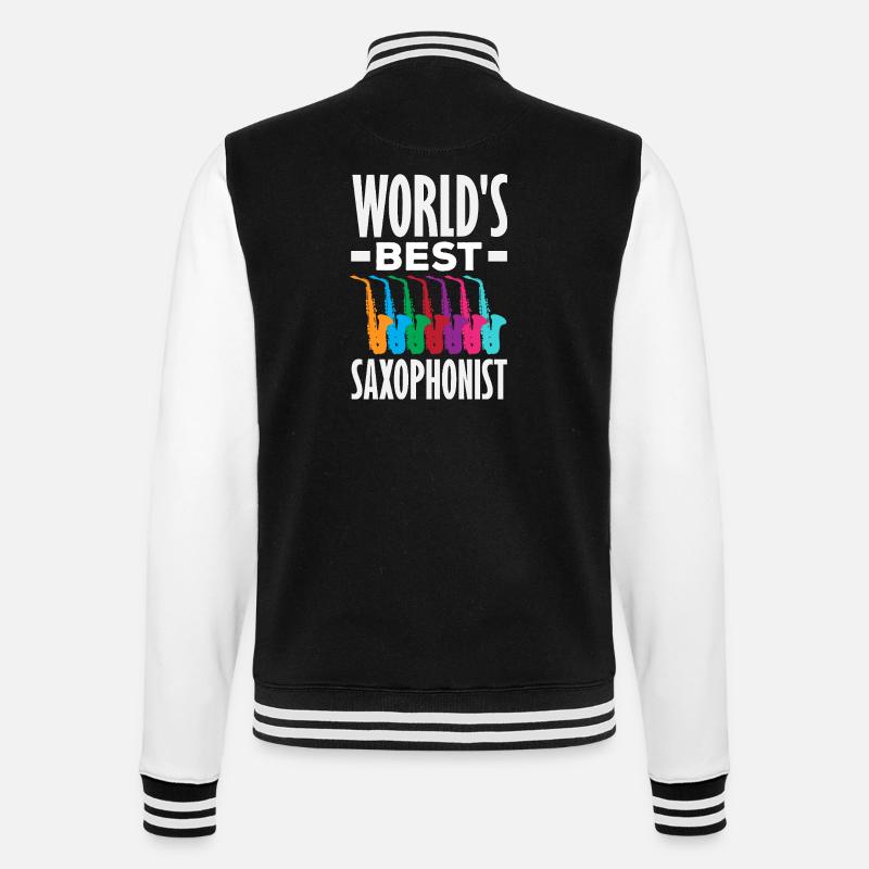 Saxofon - College-Sweatjacke - Schwarz/Weiß
