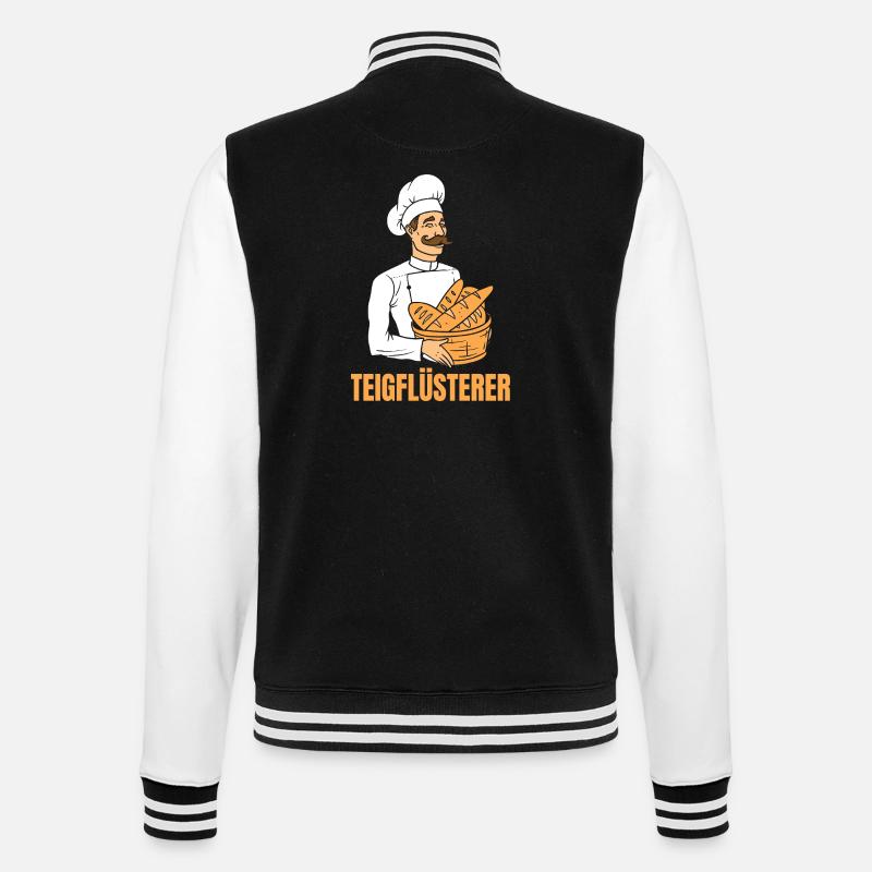 Bäcker Brotkorb Bäckermütze Teigflüsterer - College-Sweatjacke - Schwarz/Weiß
