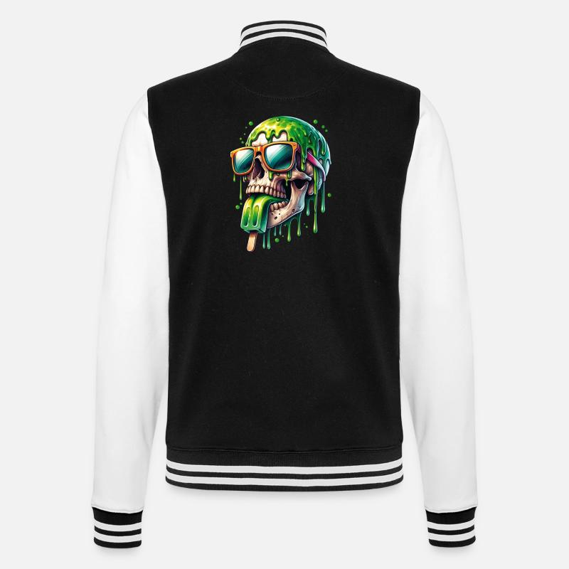 Whimsical Shrill Funny Skull Popsicles - College Sweat Jacket - black/white