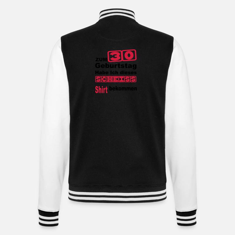 geburtstag 30 - College-Sweatjacke - Schwarz/Weiß