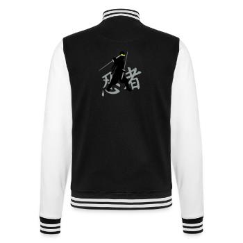 ninja kanji (A, 3c) - College-Sweatjacke - Schwarz/Weiß - Hinten - Marisol (170cm)