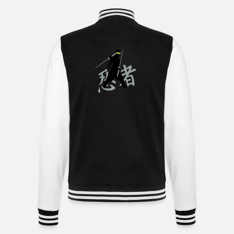 ninja kanji (A, 3c) - Veste Teddy - noir/blanc