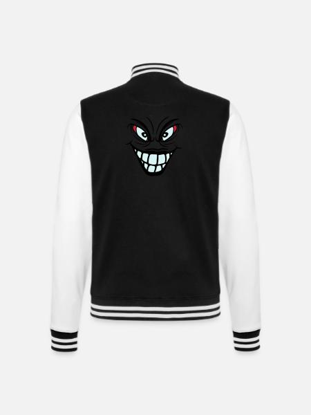 psychopathe fou clown joker sourire bouche - Veste Teddy - noir/blanc