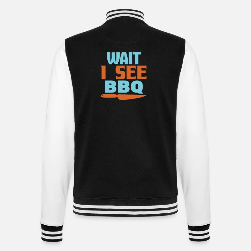 WAIT I SEE BBQ - College Sweat Jacket - black/white