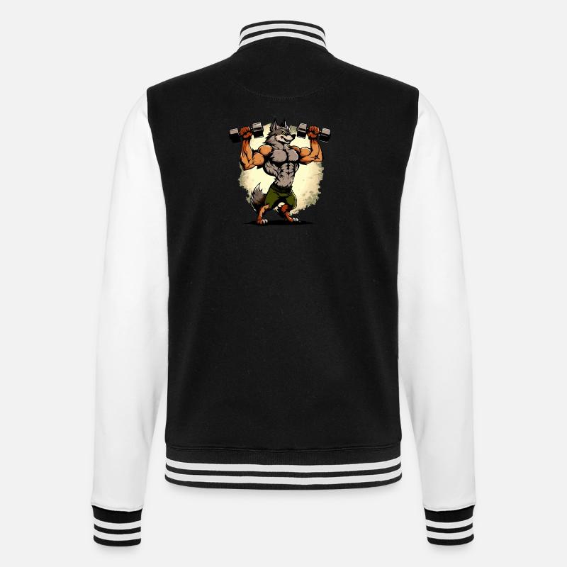 Kikou der muskulöse Wolf - College-Sweatjacke - Schwarz/Weiß