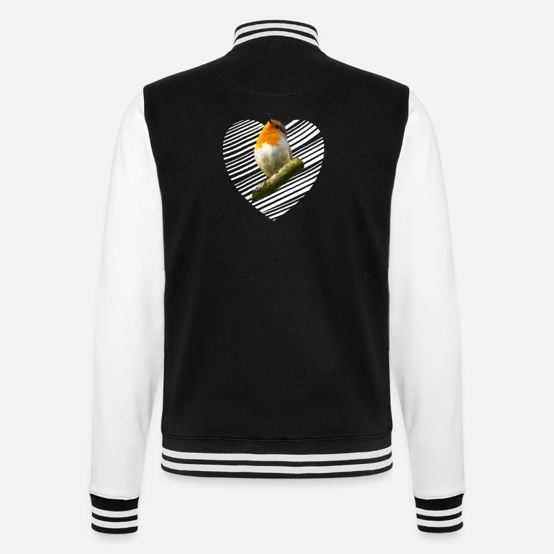 Rotkehlchen Singvogel - College-Sweatjacke - Schwarz/Weiß