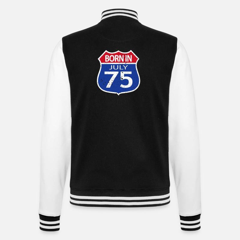 Born in July 1975 - College Sweat Jacket - black/white