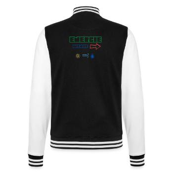 Energiewende jetzt! Erneuerbare Energie Statement - College-Sweatjacke - Schwarz/Weiß - Hinten - Marisol (170cm)