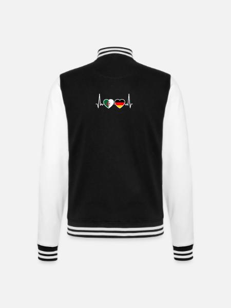 Algerien Deutschland Herzschlag Flagge Algerier - College-Sweatjacke - Schwarz/Weiß