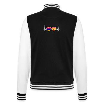 Armenien Spanien Vintage Herzschlag Flagge - College-Sweatjacke - Schwarz/Weiß - Hinten - Marisol (170cm)