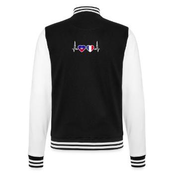Haiti Frankreich Herzschlag Flagge Haitianer - College-Sweatjacke - Schwarz/Weiß - Hinten - Marisol (170cm)
