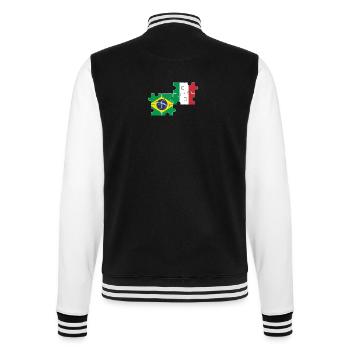 Brazil Italy Flag Italian Brazilian - College Sweat Jacket - black/white - Back - Marisol (170cm)
