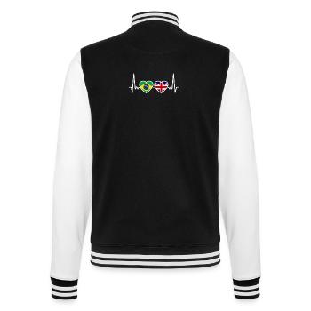 Brasilien UK Herzschlag Flagge Britisch - College-Sweatjacke - Schwarz/Weiß - Hinten - Marisol (170cm)