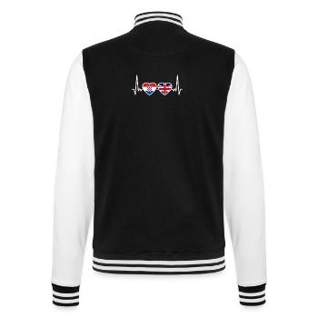 Kroatien UK Herzschlag Flagge Britisch Kroatisch - College-Sweatjacke - Schwarz/Weiß - Hinten - Marisol (170cm)