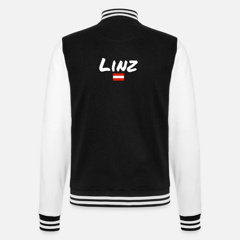 Linz, Austria, Flag, Austria, Austria - College Sweat Jacket - black/white