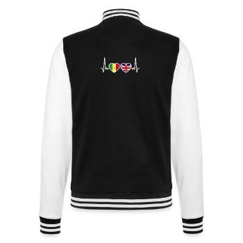 Senegal UK Heartbeat Flag British - College Sweat Jacket - black/white - Back - Marisol (170cm)