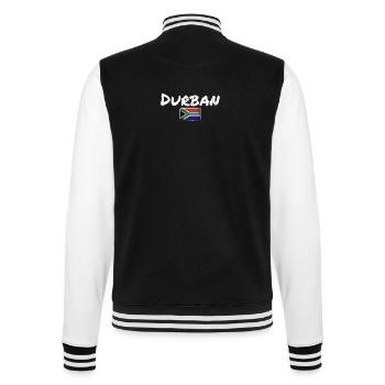 Durban Vintage South Africa South Africa Flag - College Sweat Jacket - black/white - Back - Marisol (170cm)