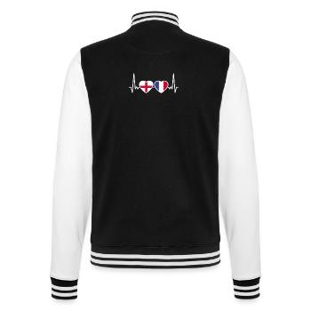 England Frankreich Herzschlag Flagge Engländer - College-Sweatjacke - Schwarz/Weiß - Hinten - Marisol (170cm)
