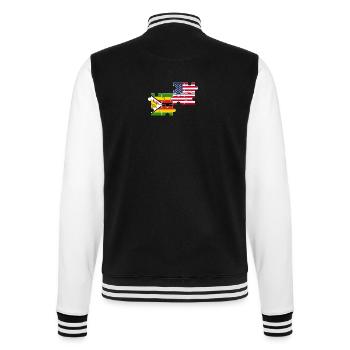 Zimbabwe, Etats-Unis, drapeau, Américain, Zimbabwéen - Veste Teddy - noir/blanc - Dos - Marisol (170cm)