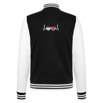 Luxembourg UK Heartbeat Flag Luxembourgeois britannique - Veste Teddy - noir/blanc - Dos - Marisol (170cm)