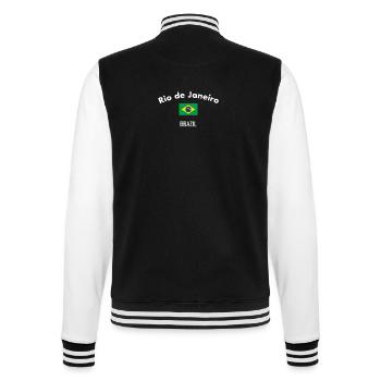 Rio de Janeiro Brazil Brazil Flag - College Sweat Jacket - black/white - Back - Marisol (170cm)