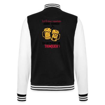 Franc Comtois Toast Alkohol Bierglas - College-Sweatjacke - Schwarz/Weiß - Hinten - Marisol (170cm)