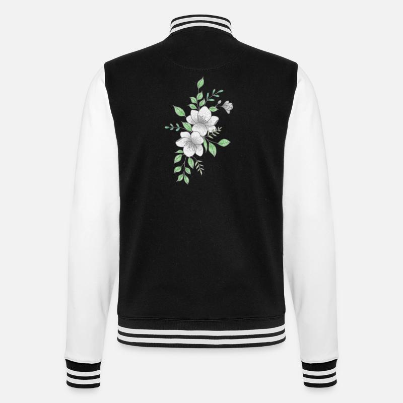 Fleur blanche et grise - Veste Teddy - noir/blanc