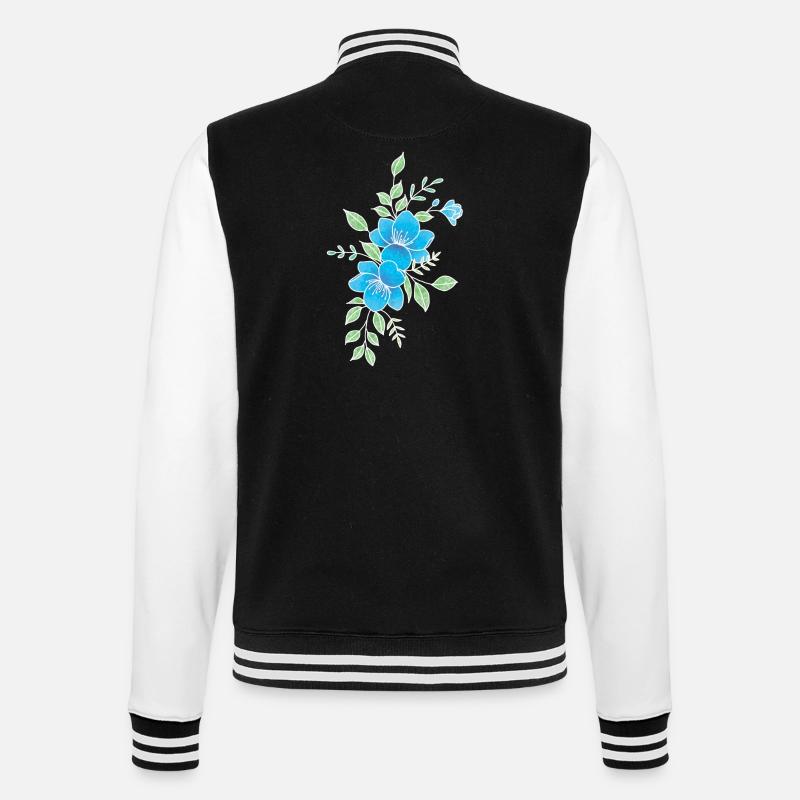 Fleur bleu et blanche - Veste Teddy - noir/blanc