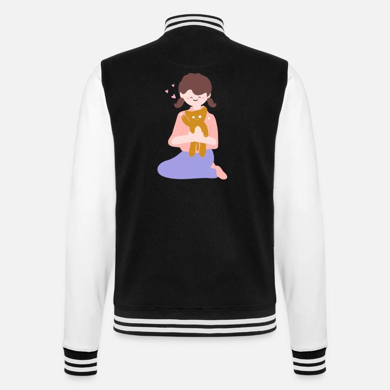 Cat sits in human palm2 - College Sweat Jacket - black/white