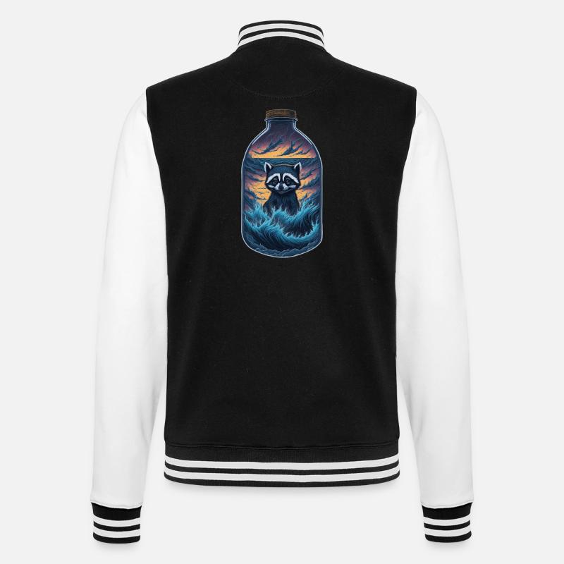 Waschbär - College-Sweatjacke - Schwarz/Weiß