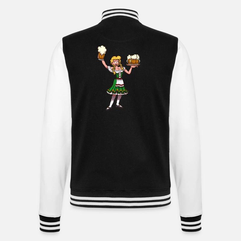 -Mädchen mit Bier - College-Sweatjacke - Schwarz/Weiß