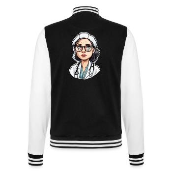 Médecin / professionnel de la santé / médecin / profession / spécialiste - Veste Teddy - noir/blanc - Dos - Marisol (170cm)