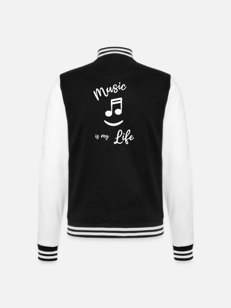 "Music is my life" Musik Musikerin Noten - College-Sweatjacke - Schwarz/Weiß