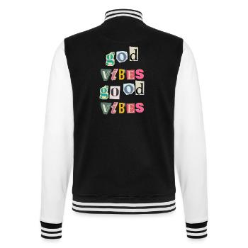 "God Vibes T-Shirt - Positive gifts Designs” - College Sweat Jacket - black/white - Back - Marisol (170cm)