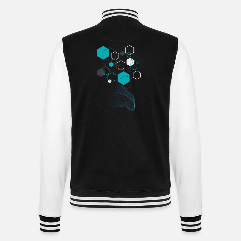 GeoFusion 3: Bold Geometric Design - College Sweat Jacket - black/white