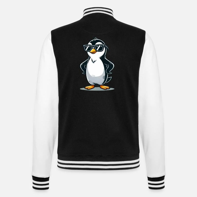 pinguin comic - College-Sweatjacke - Schwarz/Weiß